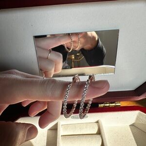 14k Rose Gold Diamond Inside-out Hoop Earrings